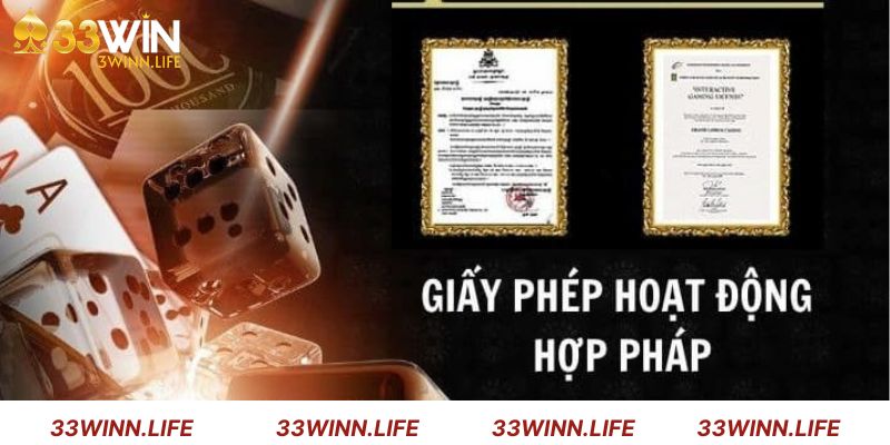 Giấy phép hoạt động của 33win